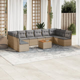 vidaXL 11-Piece Lounge Set with Cushions Poly Rattan Black