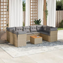 vidaXL 10-delige Loungeset met kussens poly rattan zwart