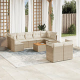vidaXL 10-delige Loungeset met kussens poly rattan zwart