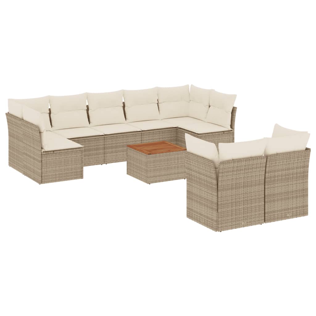 vidaXL 10-delige Loungeset met kussens poly rattan zwart
