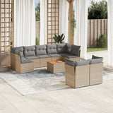 vidaXL 10-delige Loungeset met kussens poly rattan zwart