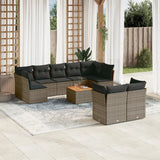 vidaXL 10-delige Loungeset met kussens poly rattan zwart