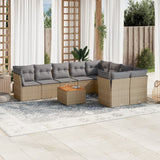 vidaXL 10-delige Loungeset met kussens poly rattan zwart