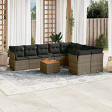 vidaXL 10-delige Loungeset met kussens poly rattan zwart