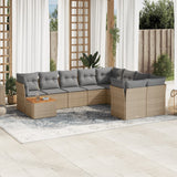 vidaXL 10-delige Loungeset met kussens poly rattan zwart