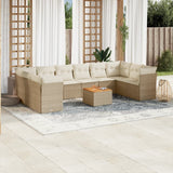 vidaXL 11-delige Loungeset met kussens poly rattan zwart
