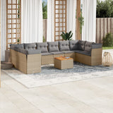 vidaXL 11-delige Loungeset met kussens poly rattan zwart