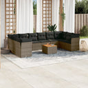 vidaXL 11-delige Loungeset met kussens poly rattan zwart