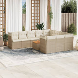 vidaXL 11-delige Loungeset met kussens poly rattan zwart