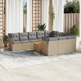 vidaXL 11-delige Loungeset met kussens poly rattan zwart