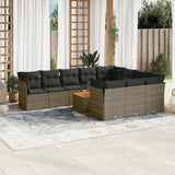 vidaXL 11-delige Loungeset met kussens poly rattan zwart