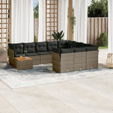 vidaXL 11-delige Loungeset met kussens poly rattan zwart