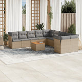 vidaXL 11-delige Loungeset met kussens poly rattan zwart
