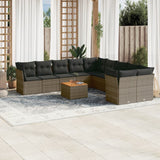 vidaXL 11-delige Loungeset met kussens poly rattan zwart