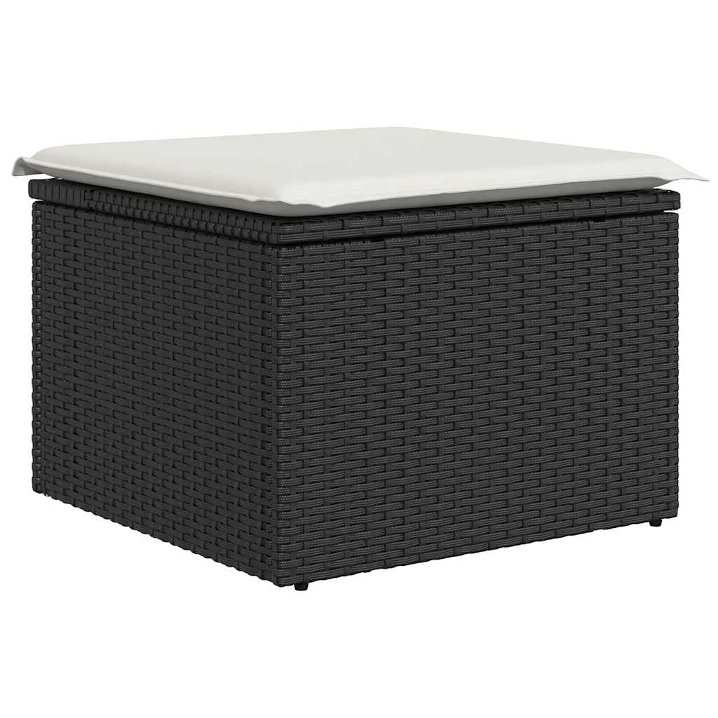 vidaXL 10-delige Loungeset met kussens poly rattan zwart