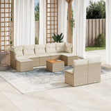 vidaXL 10-delige Loungeset met kussens poly rattan zwart