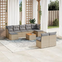 vidaXL 10-delige Loungeset met kussens poly rattan zwart