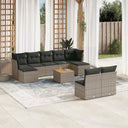vidaXL 10-delige Loungeset met kussens poly rattan zwart
