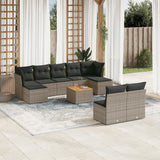 vidaXL 10-delige Loungeset met kussens poly rattan zwart