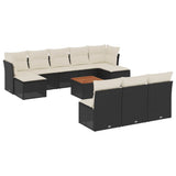 vidaXL 11-delige Loungeset met kussens poly rattan zwart