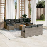 vidaXL 11-delige Loungeset met kussens poly rattan zwart