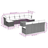 vidaXL 11-Piece Garden Lounge Set with Cushions, Grey Poly Rattan