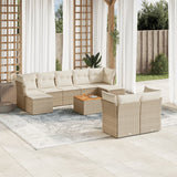 vidaXL 10-delige Loungeset met kussens poly rattan zwart