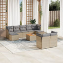 vidaXL 10-delige Loungeset met kussens poly rattan zwart