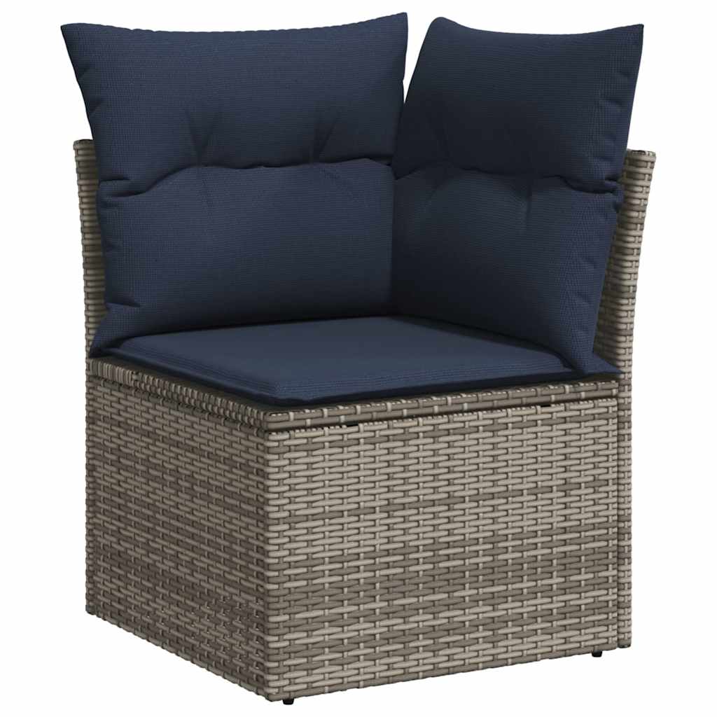 vidaXL 10-piece Garden Sofa Set with Cushions, Grey Poly Rattan