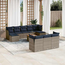 vidaXL 11-piece Garden Sofa Set with Cushions, Grey Poly Rattan