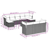 vidaXL 11-piece Garden Sofa Set with Cushions, Grey Poly Rattan