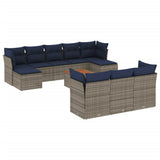vidaXL 11-piece Garden Sofa Set with Cushions, Grey Poly Rattan
