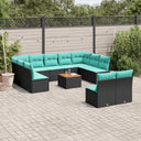 vidaXL 12-delige Loungeset met kussens poly rattan grijs