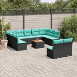 vidaXL 12-delige Loungeset met kussens poly rattan grijs