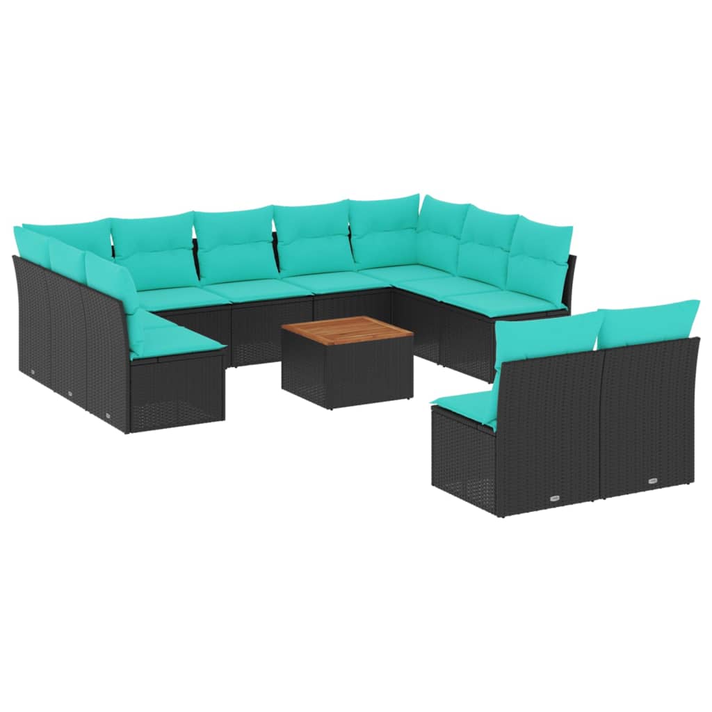 vidaXL 12-delige Loungeset met kussens poly rattan grijs