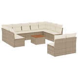 vidaXL 12-delige Loungeset met kussens poly rattan zwart