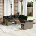 vidaXL 12-delige Loungeset met kussens poly rattan zwart