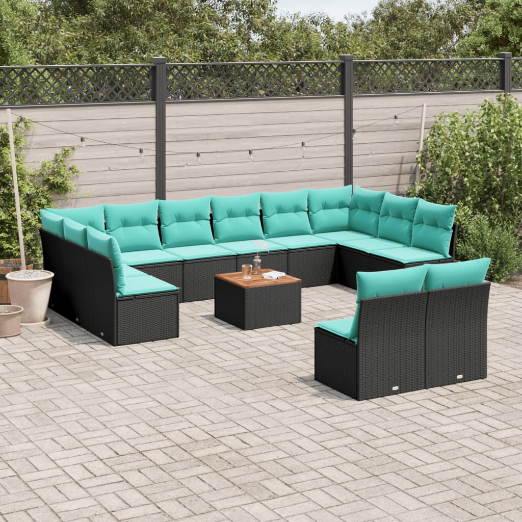 vidaXL 13-delige Loungeset met kussens poly rattan grijs