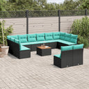 vidaXL 13-delige Loungeset met kussens poly rattan grijs