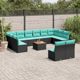 vidaXL 13-delige Loungeset met kussens poly rattan grijs