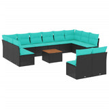 vidaXL 13-delige Loungeset met kussens poly rattan grijs