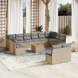 vidaXL 13-delige Loungeset met kussens poly rattan zwart