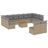 vidaXL 13-delige Loungeset met kussens poly rattan zwart