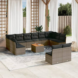 vidaXL 13-delige Loungeset met kussens poly rattan zwart
