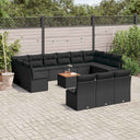 vidaXL 14-piece Lounge Set with Cushions Poly Rattan Black