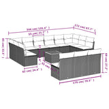 vidaXL 14-piece Lounge Set with Cushions Poly Rattan Black