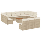 vidaXL 14-piece Lounge Set with Cushions Poly Rattan Black