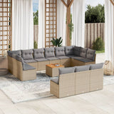 vidaXL 14-piece Lounge Set with Cushions Poly Rattan Black