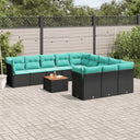 vidaXL 12-delige Loungeset met kussens poly rattan grijs