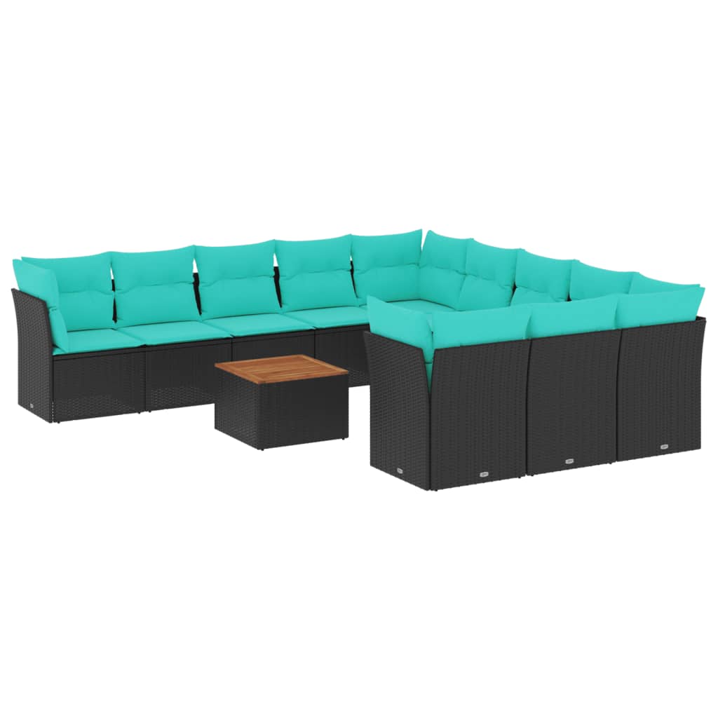 vidaXL 12-delige Loungeset met kussens poly rattan grijs